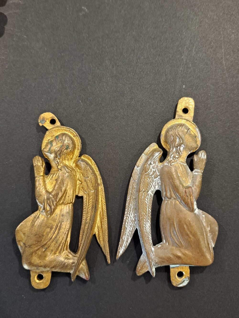 Pair of Brass Angels for Mounting Or Hanging